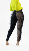 Leopard & Black Feather Two Faced Jeans